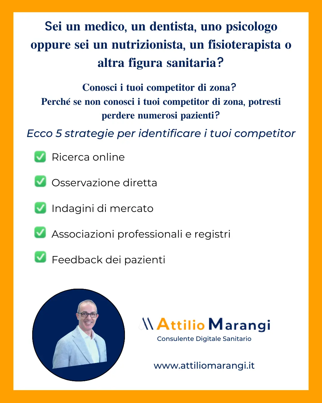 Analisi competitor professionisti settore sanitario